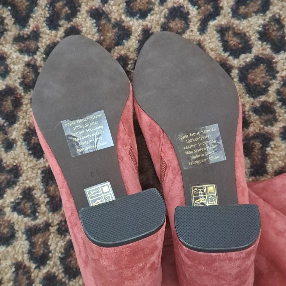 Jeffrey Campbell Women's Parsah Boots Pink Over the Knee Stretch Faux Suede 8.5